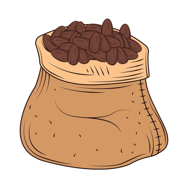 Cacao Grains Sack Icon Isolated — Vettoriale Stock