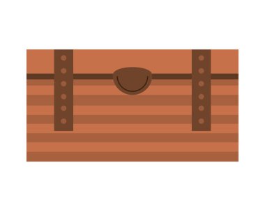 wooden chest flat icon isolated