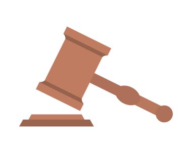 Yargıç tokmak simgesi beyaz zemin üzerine