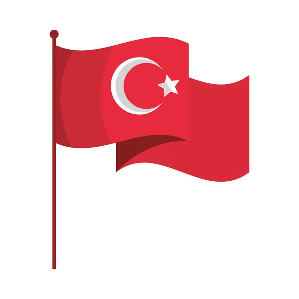 Waving Flag Turkish Icon Isolated — Archivo Imágenes Vectoriales