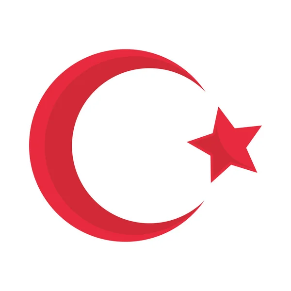 Moon Star Turkey Flag Icon Isolated — Archivo Imágenes Vectoriales