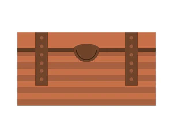 Wooden Chest Flat Icon Isolated — Stok Vektör