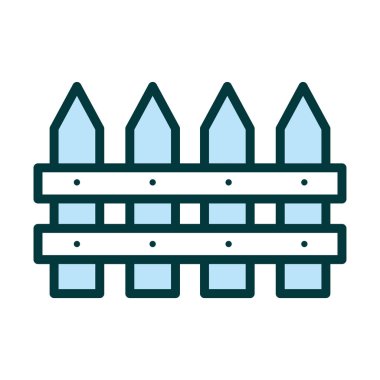 wooden fence linear style icon isolated