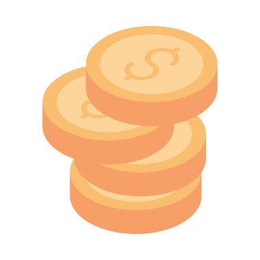 dollar coins money icon isometric