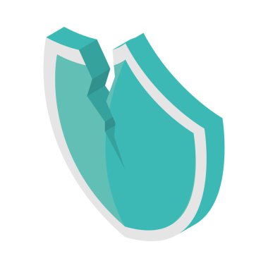 cyber fraud broken shield icon isolated