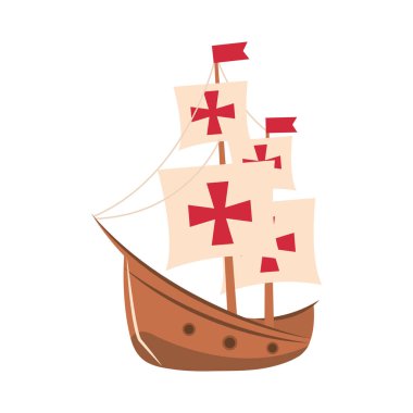 columbus sailing ship icon isolated