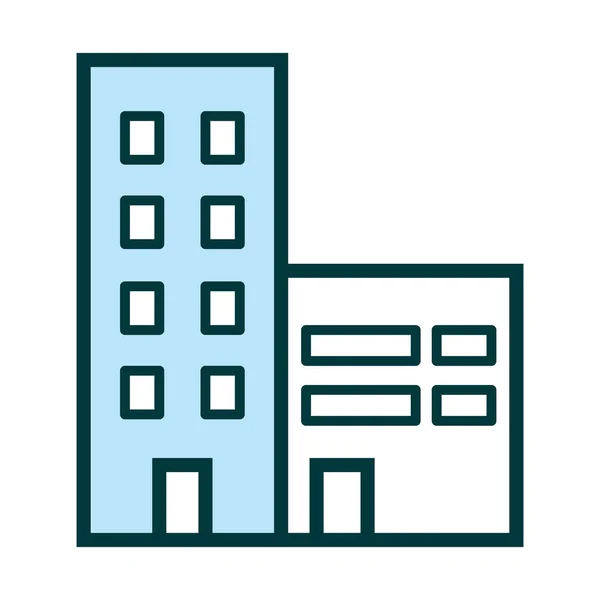 City Building Linear Style Icon Isolated — Vector de stock