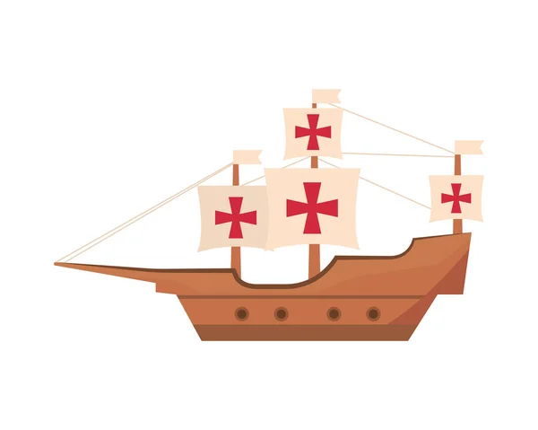 Vintage Sailing Ship Icon Isolated — Stock Vector