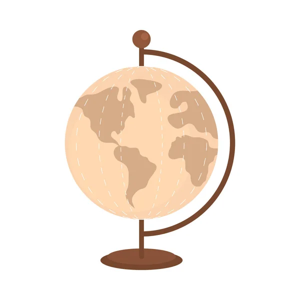 Retro World Map Icon Isolated — Vetor de Stock