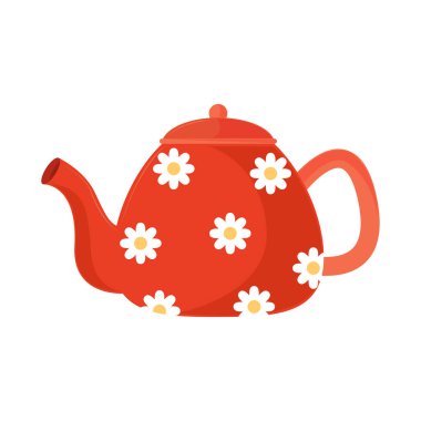 kettle with flowers utensil kitchen icon