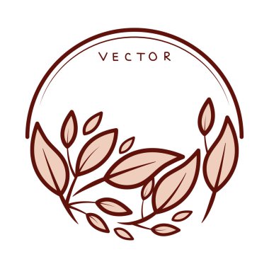 round label linear floral, vector