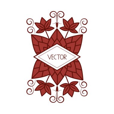 leaves label linear vector image