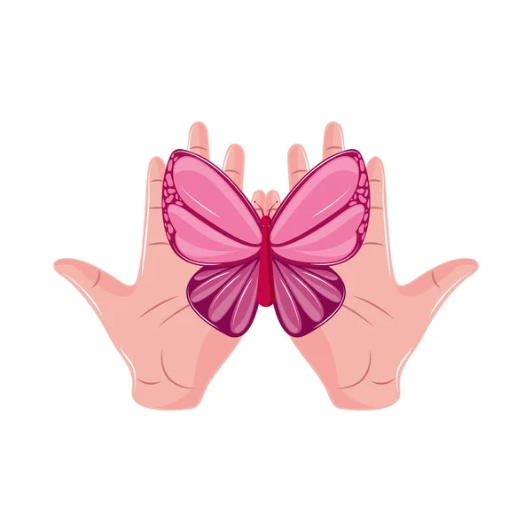 Hand Holding Butterfly Breast Cancer Concept — Image vectorielle