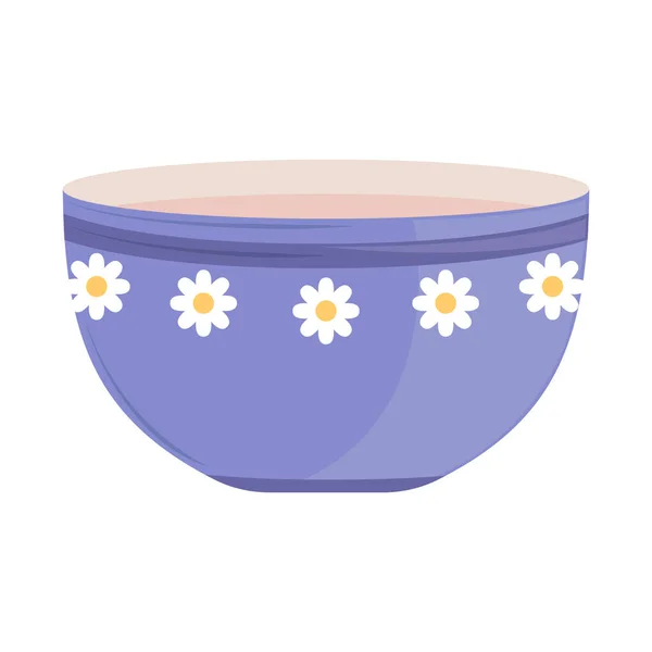 Bowl Flowers Utensil Kitchen Icon — 스톡 벡터
