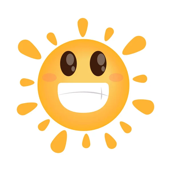 Smiling Sun Emoji Isolated Icon - Stok Vektor