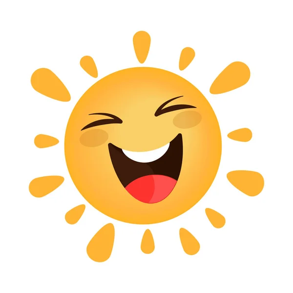 Excited Sun Smiling Emoji Isolated Icon — Vettoriale Stock