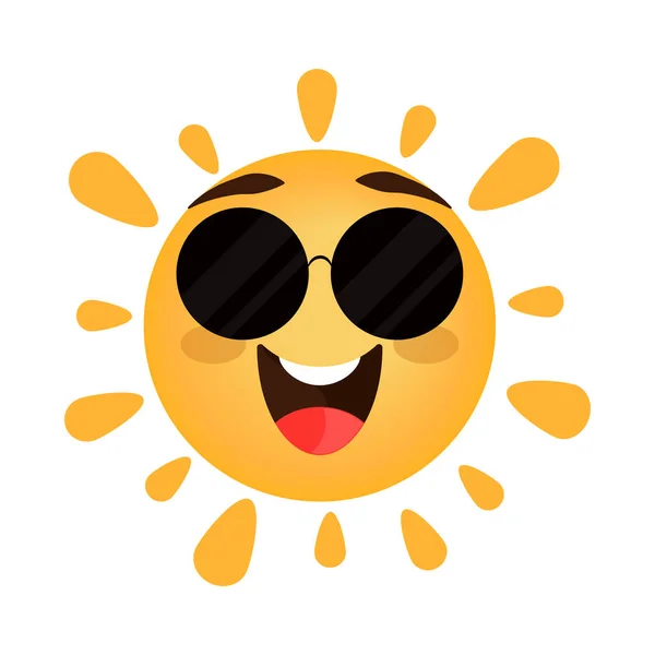 Sun Emoji Glasses Happy Isolated Icon — Stockvektor