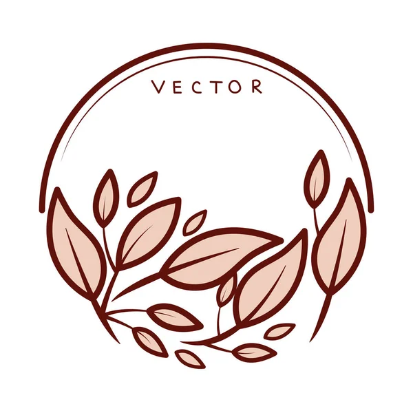 round label linear floral, vector