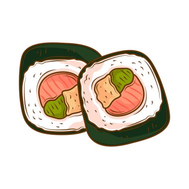 delicious sushi fast food icon isolated
