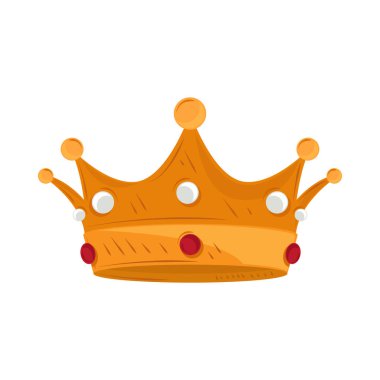 golden crown with gems icon isolated