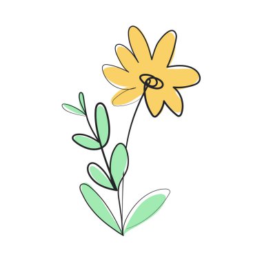 decorative one line flower icon isolated