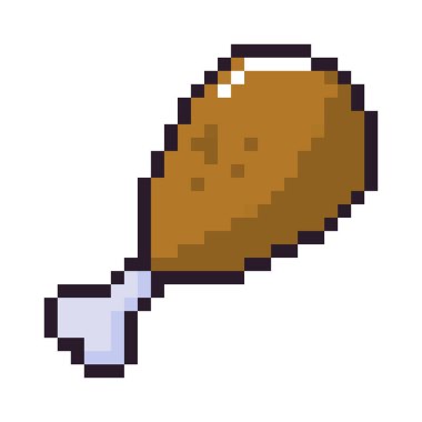 chicken leg pixel art icon isolated