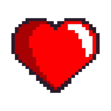 heart pixel art icon isolated