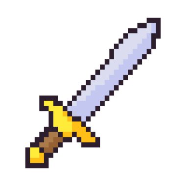 sword pixel art icon isolated