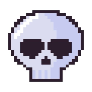 skull pixel art icon isolated