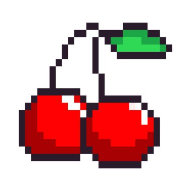 cherry pixel art icon isolated