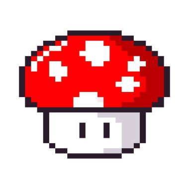 cute mushroom pixel art icon isolated
