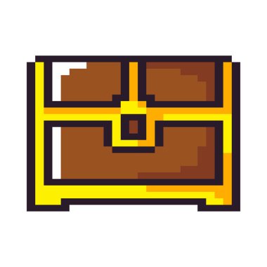 treasure chest pixel art icon isolated