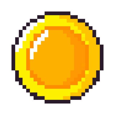 coin pixel art icon isolated