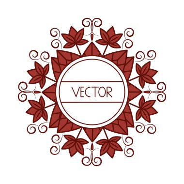 round floral label linear vector