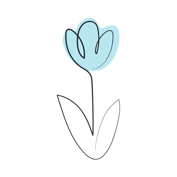One Line Drawing Flower Icon Isolated — 图库矢量图片