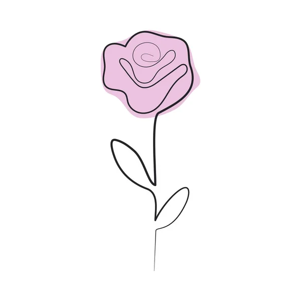 Flower One Line Art Icon Isolated — Stock vektor