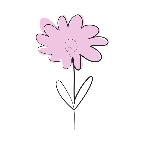 One Line Blooming Flower Icon Isolated — Vetor de Stock