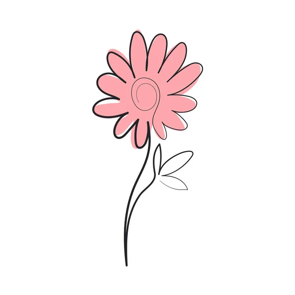 Flower Line Art Continuous Icon Isolated — Vetor de Stock