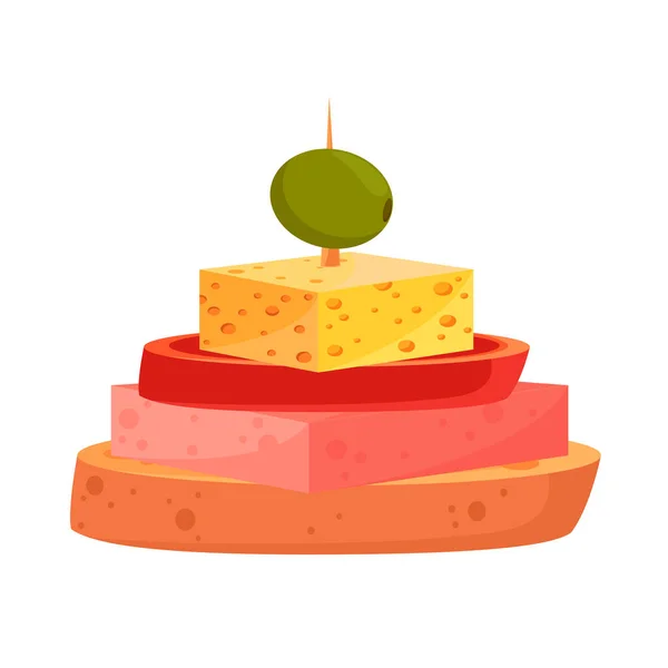 Appetizer Ham Cheese Icon Isolated — Archivo Imágenes Vectoriales