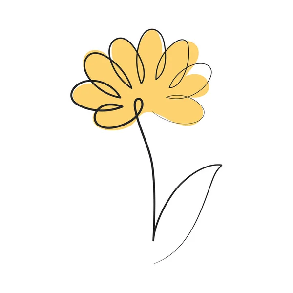 One Line Flowers Leaves Icon Isolated — Vector de stock