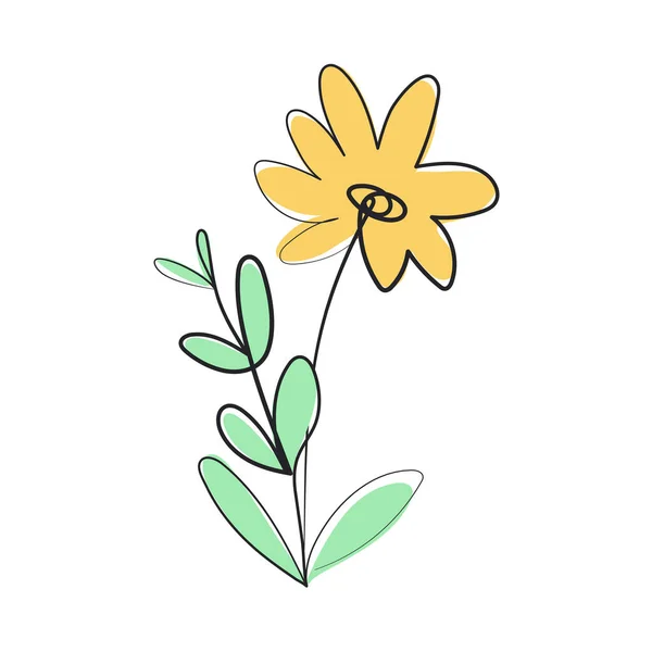 Decorative One Line Flower Icon Isolated — Stockvektor