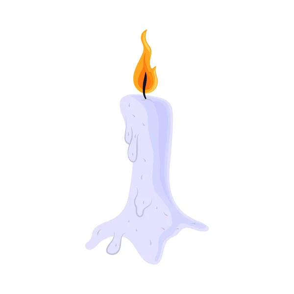 Burning Candle Icon Flat Isolated — Vector de stock