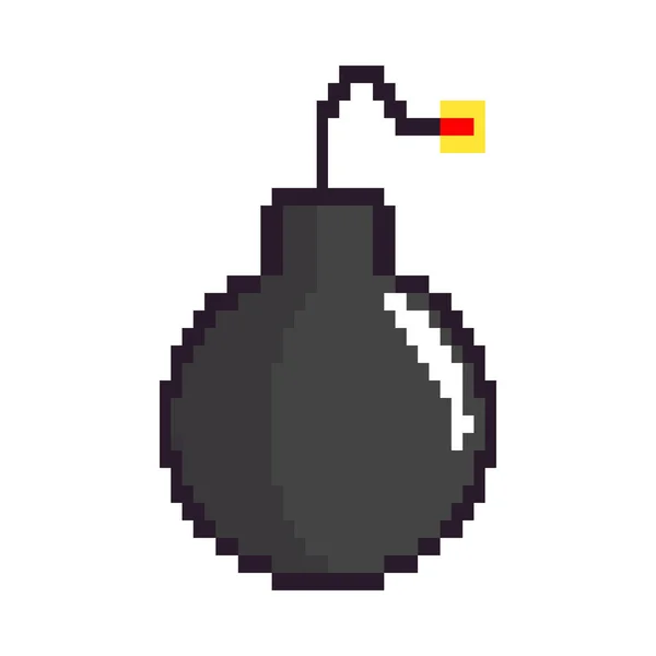 Bomb Pixel Art Icon Isolated — Vector de stock