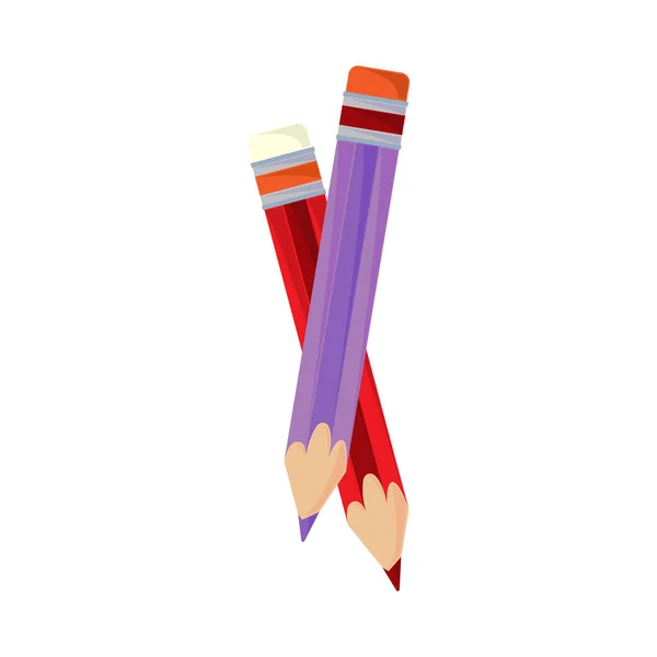 School Pencils Isolated Icon Flat — Stock Vector