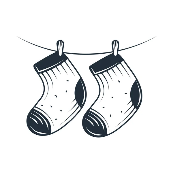 Laundry Hanging Socks Icon Isolated — Stock vektor