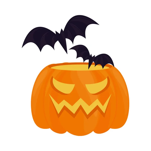 Halloween Pumpkin Bats Icon Isolated — Vector de stock