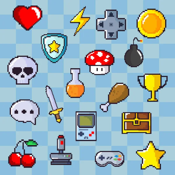 icon set of pixel art, design