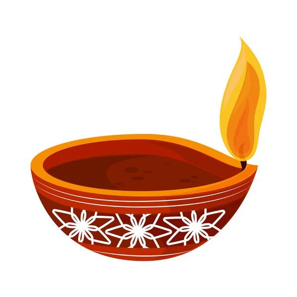 Diwali Lamp Isolated Icon Flat — Vettoriale Stock