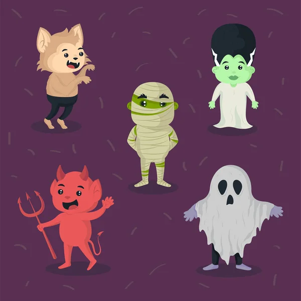 Εικόνες Halloween Charatcers Διανυσματικό Στυλ — Διανυσματικό Αρχείο