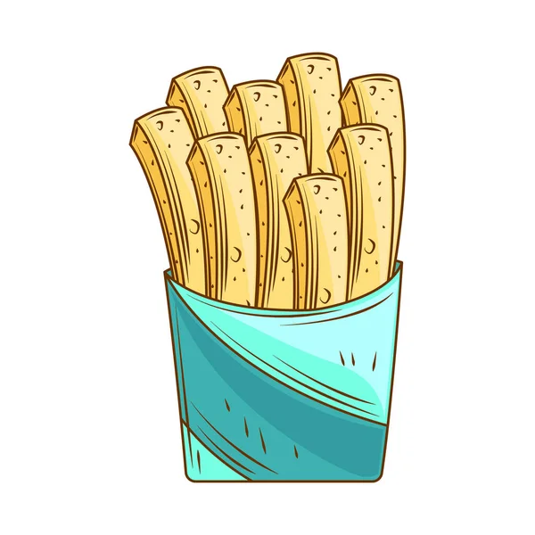 French Fries Fast Food Icon Isolated Flat — Wektor stockowy